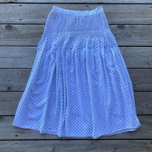 Vintage Black & White Patterned Maxi Skirt with Ruched Detailing by Sakura